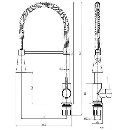 Reginox CHIANA Pull Out Kitchen Tap - Single Lever Chrome CHIANACH